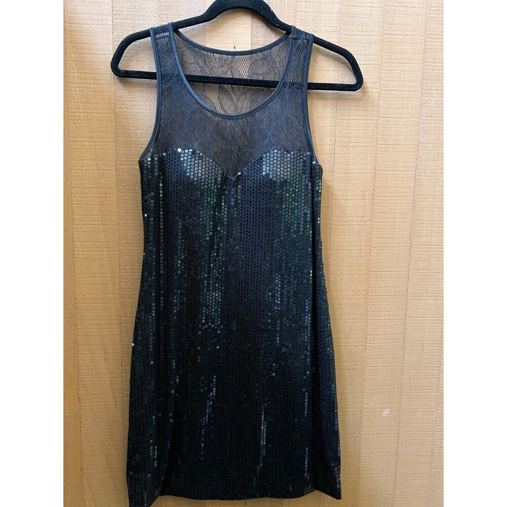 AS YOU WISH large black SEQUINED SILVER BLACK  CHEVRON BODYCON DRESS PARTY 1531